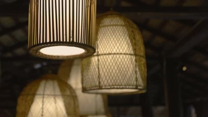 餐厅悬挂的藤灯餐厅悬挂的装饰灯笼