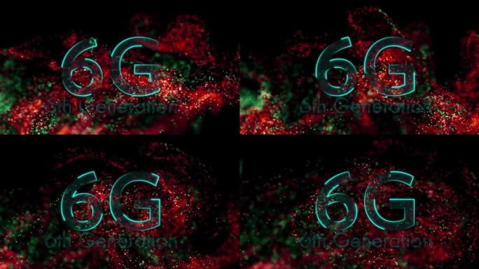 6g文本在发光移动波上的动画