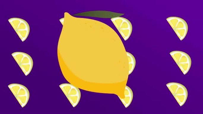 柠檬动画在紫色背景上重复形状
