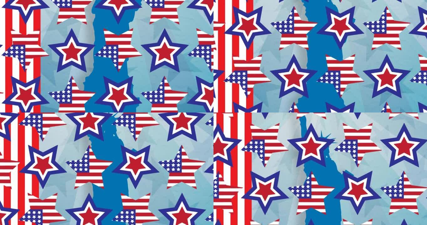 动画的星星移动的美国国旗图案