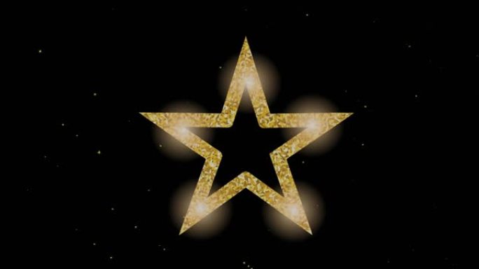 在黑色背景上移动的白色星星上闪闪发光的金星轮廓的动画