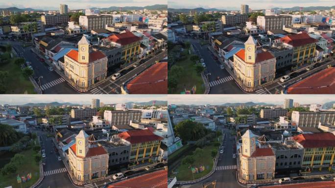 泰国南部普吉岛普吉岛旧城的空中无人机视图