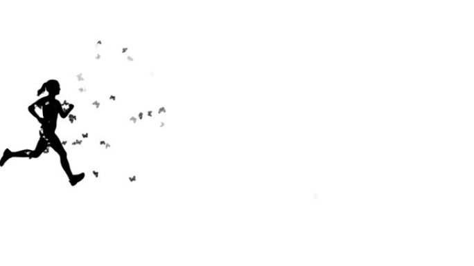 具有分散效果的镜头停止运动动画跑步女性