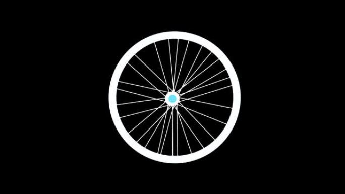 自行车车轮旋转隔离在黑色背景上。