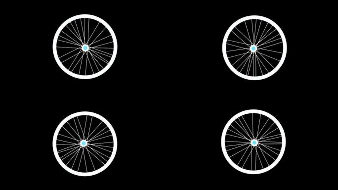 自行车车轮旋转隔离在黑色背景上。