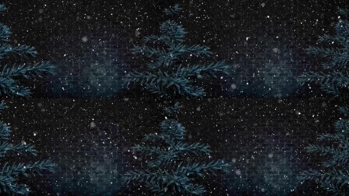 圣诞节在枞树上降雪的动画