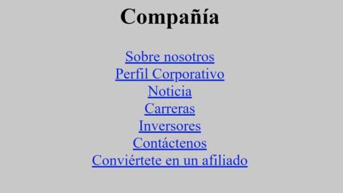 西班牙语。鼠标光标滑动并单击公司网页上的公司简介。光标在线单击业务描述的设备屏幕视图。互联网网站上的