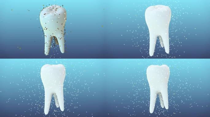 牙科保健概念牙齿清洁牙齿动画