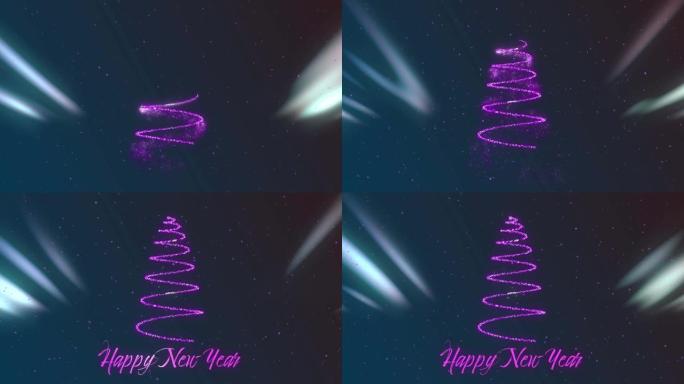 圣诞树上的新年快乐动画