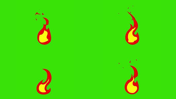 火焰表情反应，绿色背景图标动画4k视频