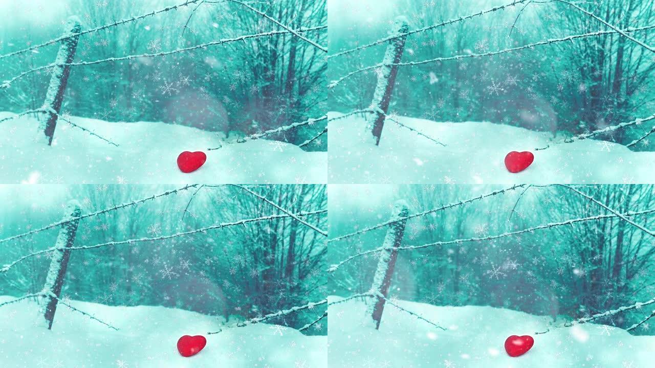 4k视频新年情人节雪背景