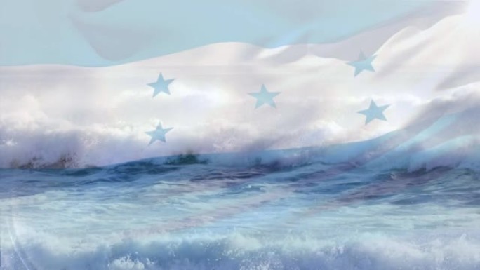 洪都拉斯国旗在海上吹拂的动画
