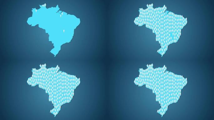 巴西地图形状的人物符号，人口过剩概念