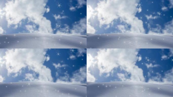 冬季景观和天空飘落的积雪动画