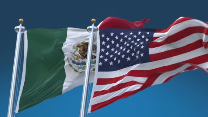 4k无缝美国和墨西哥国旗背景，美国MEX。