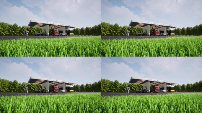 H2站现代3d风格绿色清洁可再生能源生态未来可持续能源4k