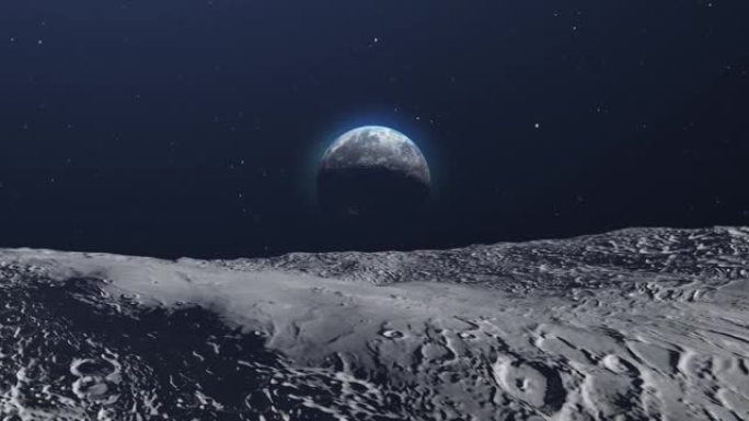 从太空中的月球表面看地球