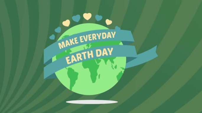 用心制作地球仪的动画，并在绿色背景下每天制作地球日