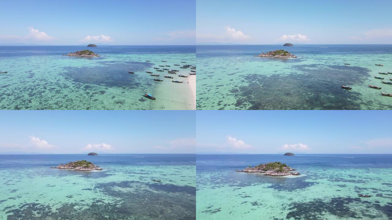 泰国南部利培岛带小岛的透明海洋鸟瞰图