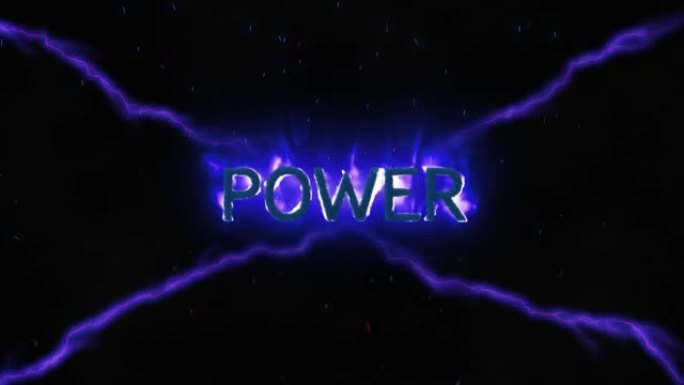 黑色背景上的闪电上的power text动画