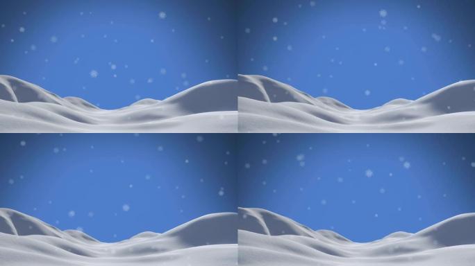 雪花飘过雪和蓝色背景的动画