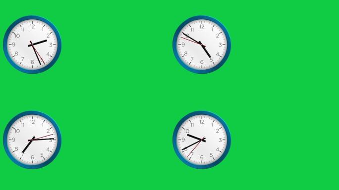 时钟-挂钟-最小抽象运动3d渲染时钟时间概念时间流逝小时-时钟时间流逝可循环-12小时延时-时钟延时