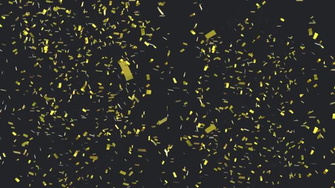 金色五彩纸屑落在黑色背景上的动画