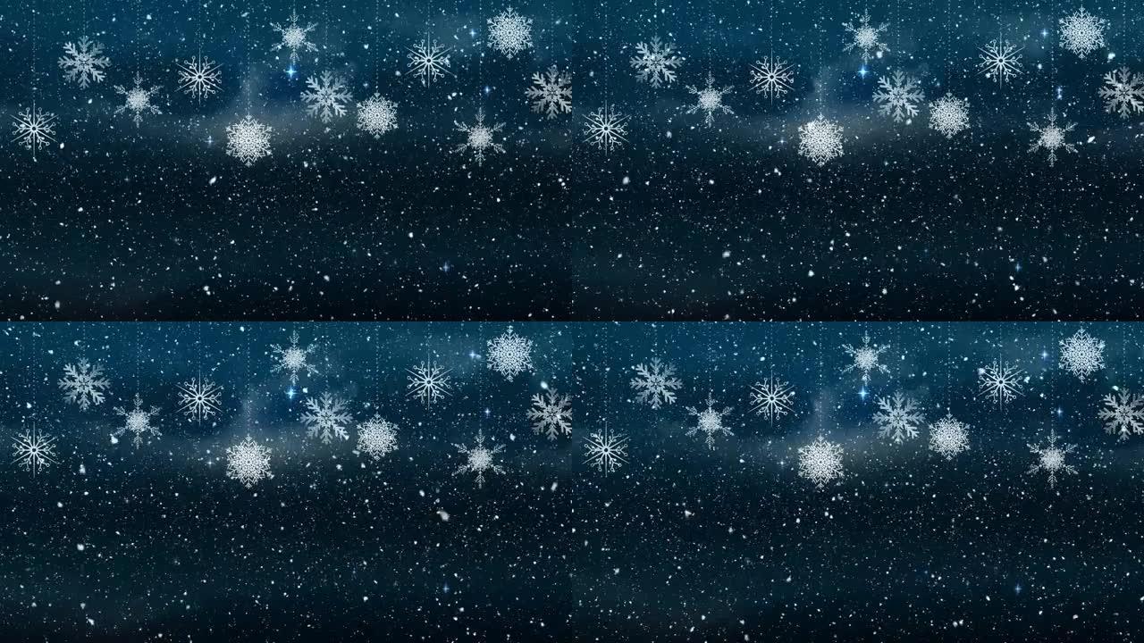 天空上雪花飘落的雪花动画
