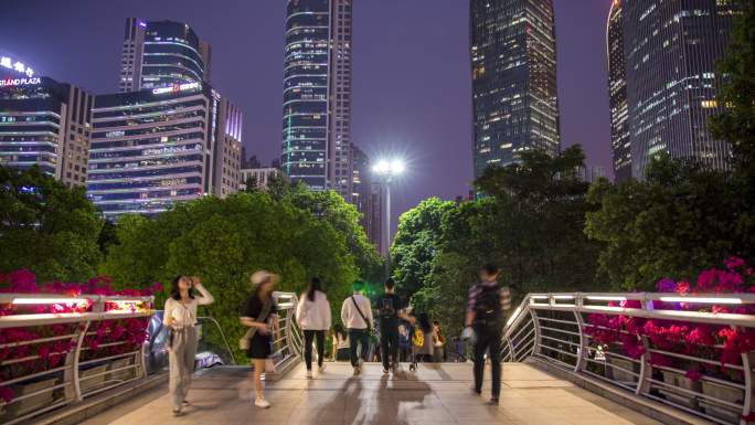 广州人流延时CBD人行天桥