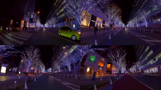 在东京六本木榉坂驾驶冬季夜间照明