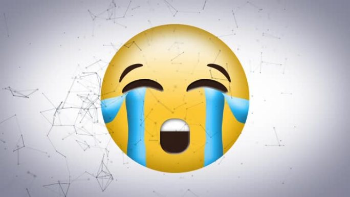 连接网络上悲伤表情符号图标的动画