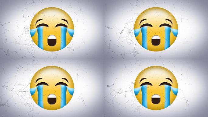 连接网络上悲伤表情符号图标的动画