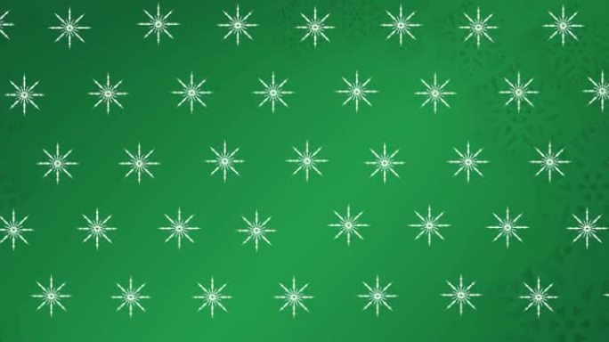 雪花落在绿色背景上的动画