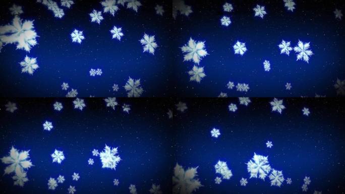 雪落在海军蓝背景上的动画