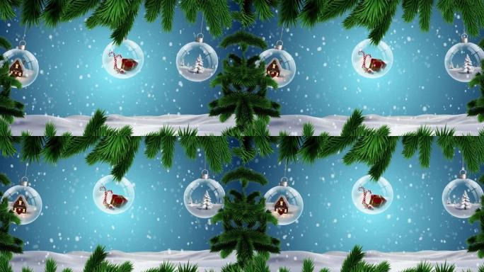 冷杉树和圣诞节小玩意的动画