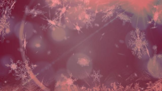 带有bokeh和红色滤镜的背景下积雪的动画