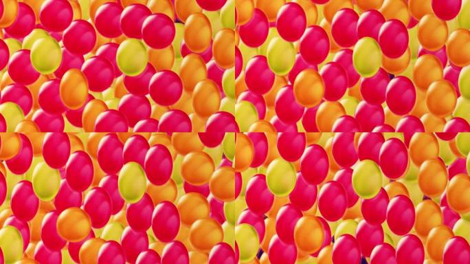 全屏弹跳柔性果冻气球或球动画-带有复制空间背景的金属和3d渲染模型