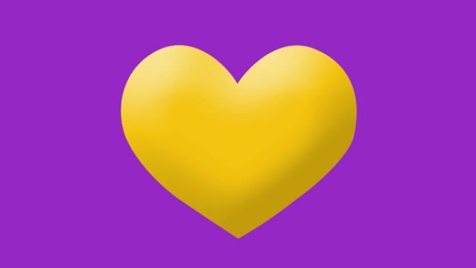 黄色心形表情符号在紫色背景下屏幕上的噪音上的动画