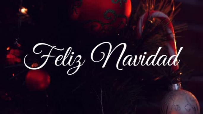 圣诞节装饰品上的西班牙圣诞节问候动画