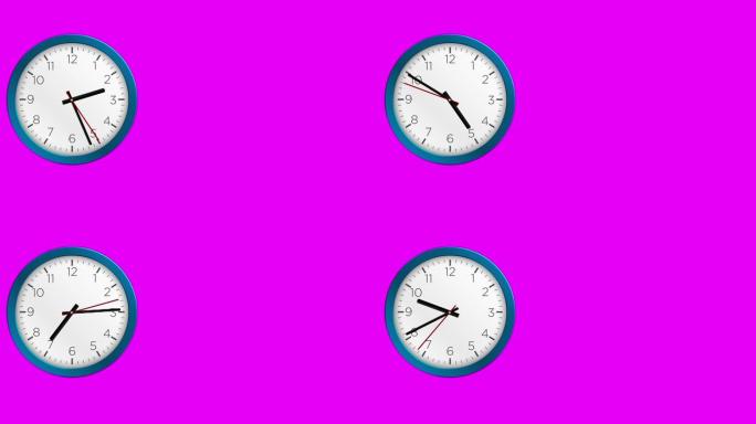 时钟-挂钟-最小抽象运动3d渲染时钟时间概念时间流逝小时-时钟时间流逝可循环-12小时时间流逝-时钟