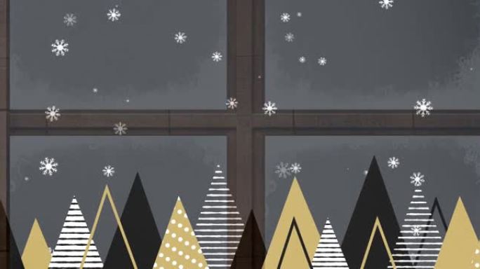 圣诞节冬季风景的动画