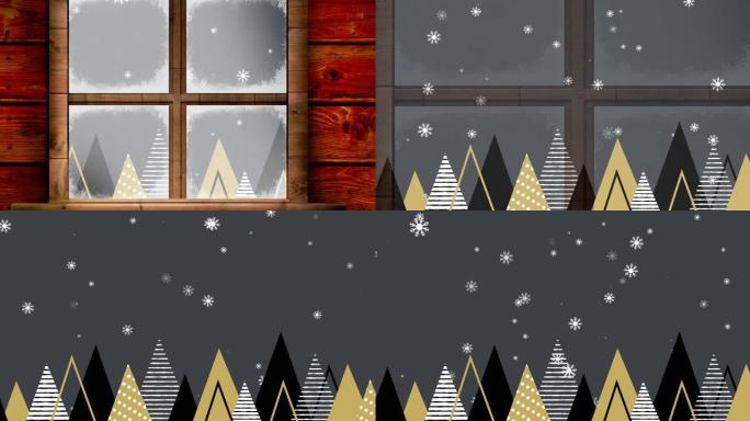 圣诞节冬季风景的动画