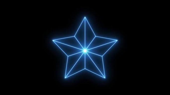 动态图形视频动画。明亮的光芒闪烁的霓虹灯星星新年树图标。圣诞节和新年标志