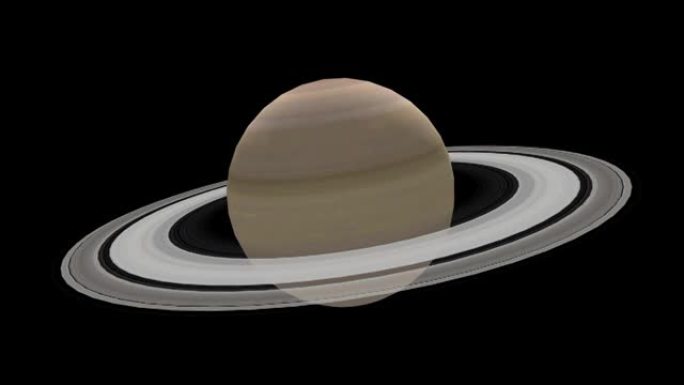 土星行星在自己的轨道上在外太空中旋转，接近土星行星及其突出的环系统。