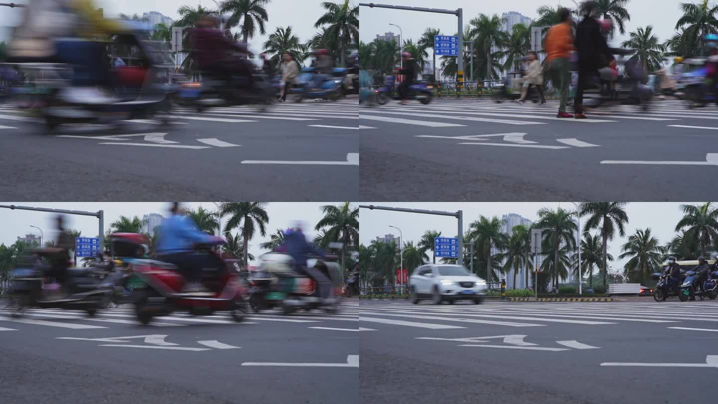 延时拍摄人行横道交通路口