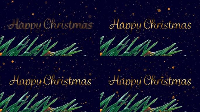 黑色背景上的发光斑点上的圣诞节问候动画