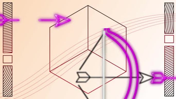 几何形状和霓虹射击弓的动画