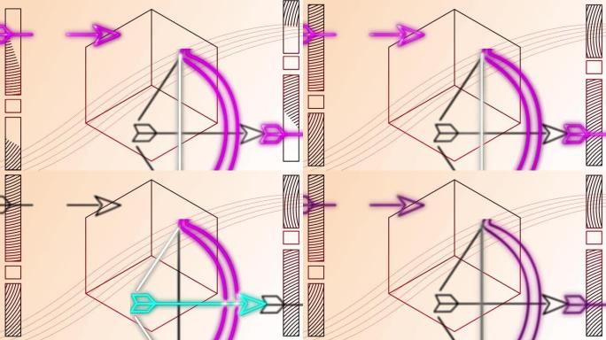 几何形状和霓虹射击弓的动画