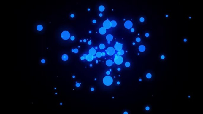 蓝色滴。摘要背景。浅暗背景下水中各种气泡的宏观拍摄。悬浮在水面上的油中的空气球