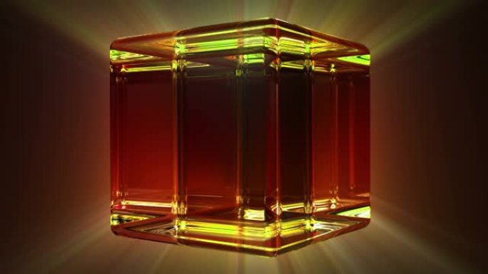 玻璃立方体环4K立体方块旋转科技光线三维